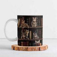 Cat Bookcase Christmas Ceramic Mug Xmas Holiday Patterns - Wonder Print Shop
