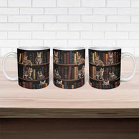 Cat Bookcase Christmas Ceramic Mug Xmas Holiday Patterns - Wonder Print Shop