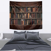 Cat Bookcase Christmas Tapestry Xmas Holiday Patterns - Wonder Print Shop