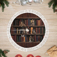 Cat Bookcase Christmas Tree Skirt Xmas Holiday Patterns - Wonder Print Shop