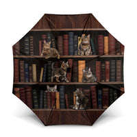 Cat Bookcase Christmas Umbrella Xmas Holiday Patterns - Wonder Print Shop