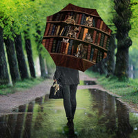 Cat Bookcase Christmas Umbrella Xmas Holiday Patterns - Wonder Print Shop