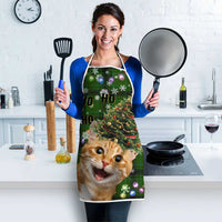 Cat Christmas Tree Apron Xmas Holiday Patterns - Wonder Print Shop