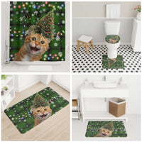 Cat Christmas Tree Bathroom Set Xmas Holiday Patterns - Wonder Print Shop