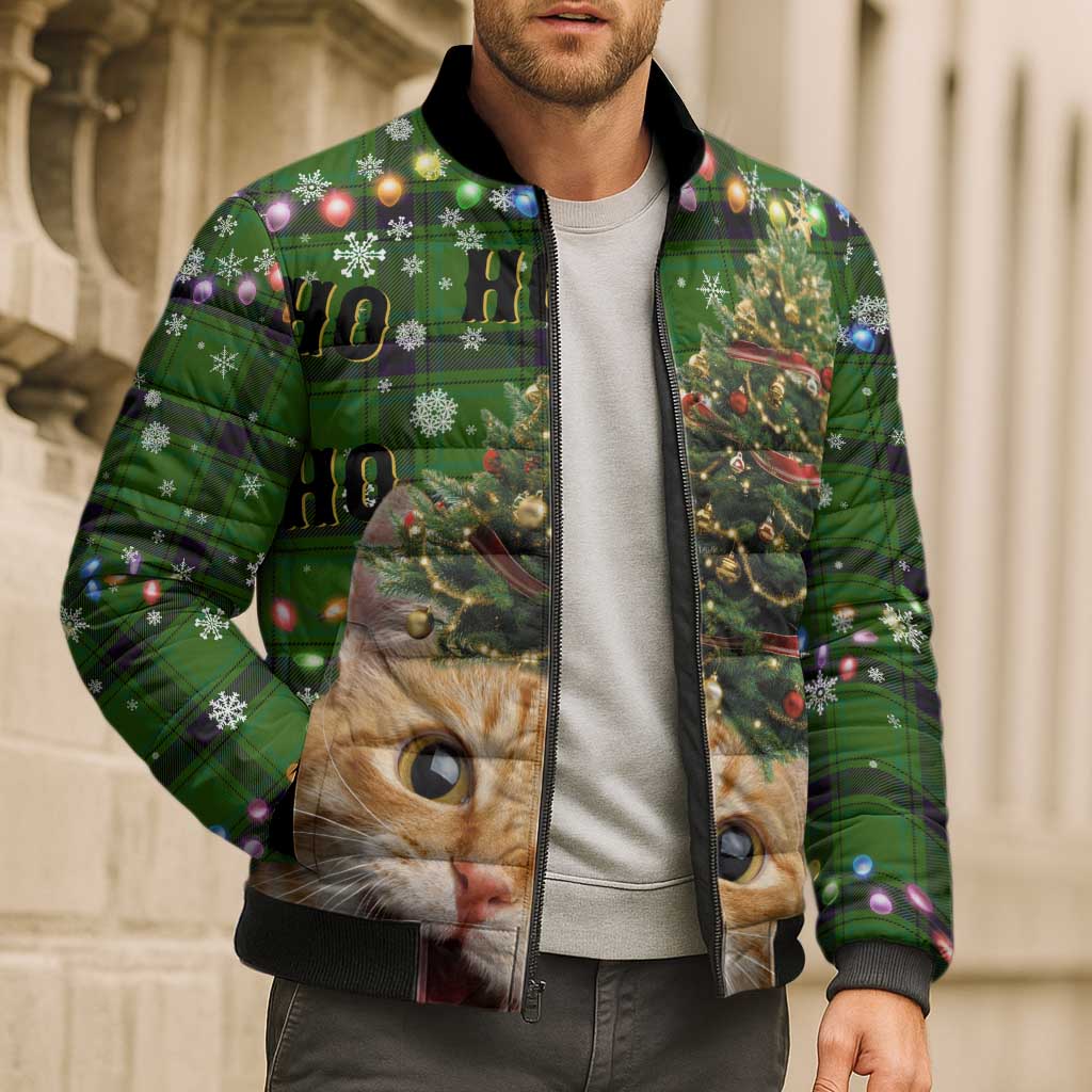 Cat Christmas Tree Bomber Puffer Jacket Xmas Holiday Patterns - Wonder Print Shop