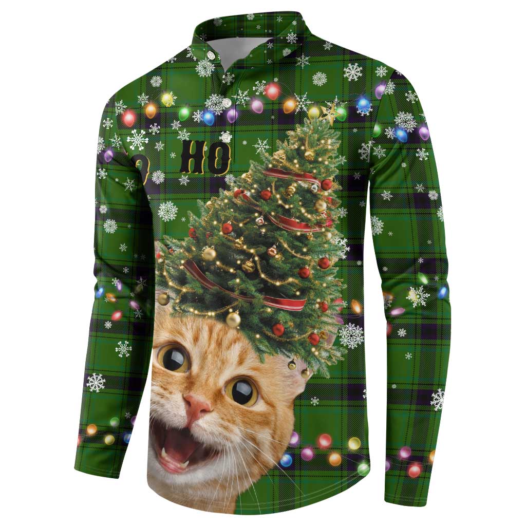 Cat Christmas Tree Button Sweatshirt Xmas Holiday Patterns - Wonder Print Shop