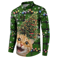 Cat Christmas Tree Button Sweatshirt Xmas Holiday Patterns - Wonder Print Shop