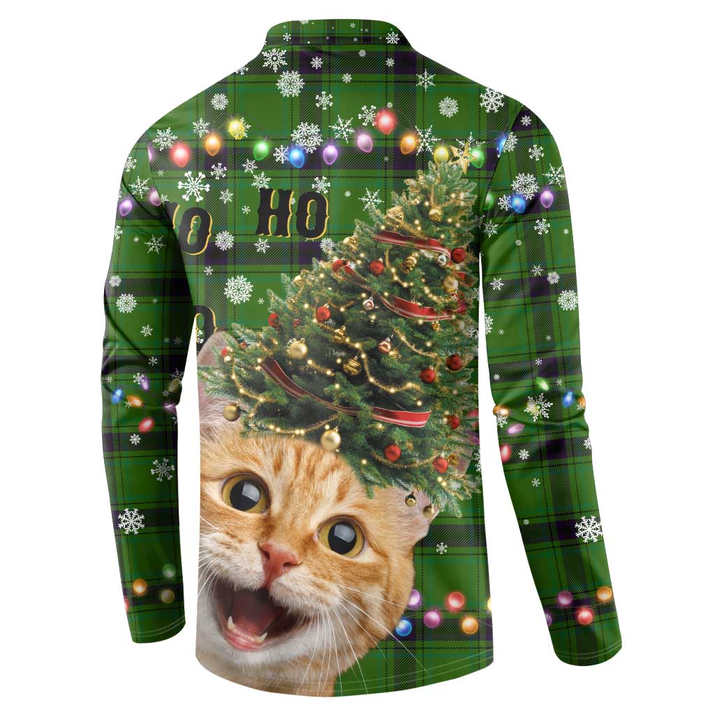 Cat Christmas Tree Button Sweatshirt Xmas Holiday Patterns - Wonder Print Shop