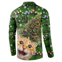 Cat Christmas Tree Button Sweatshirt Xmas Holiday Patterns - Wonder Print Shop