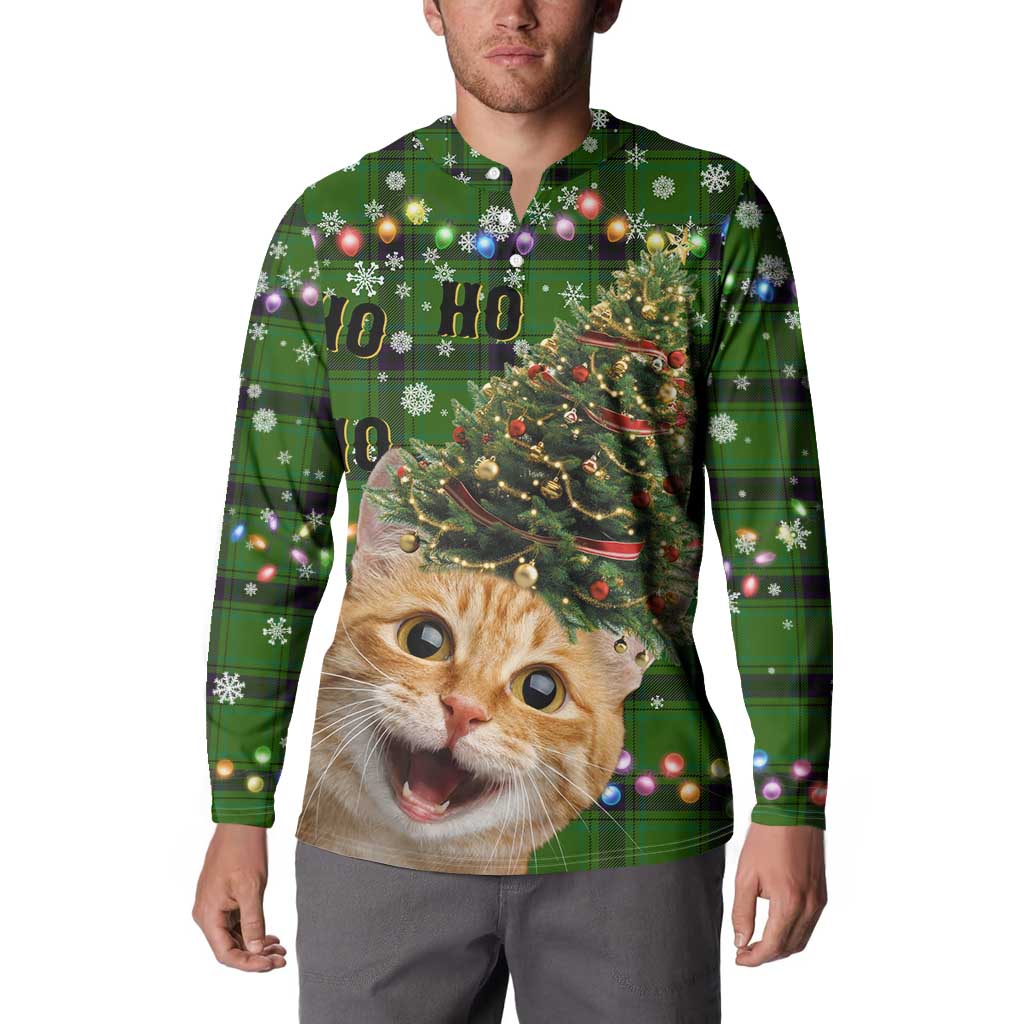 Cat Christmas Tree Button Sweatshirt Xmas Holiday Patterns - Wonder Print Shop