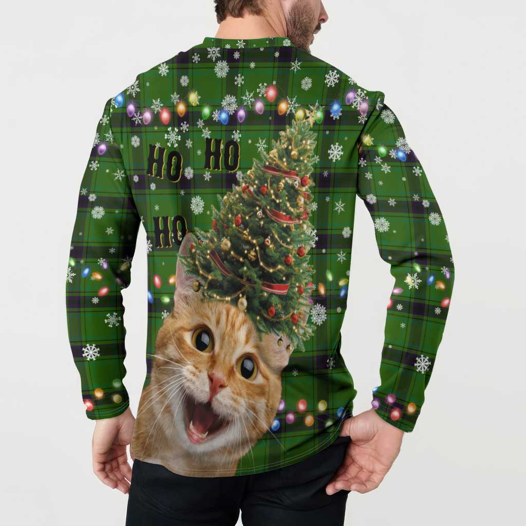 Cat Christmas Tree Button Sweatshirt Xmas Holiday Patterns - Wonder Print Shop