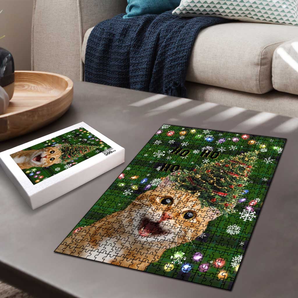 Cat Christmas Tree Puzzle Xmas Holiday Patterns - Wonder Print Shop