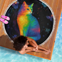 Cat Colorful Christmas Beach Blanket Xmas Holiday Patterns - Wonder Print Shop