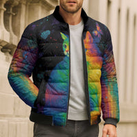 Cat Colorful Christmas Bomber Puffer Jacket Xmas Holiday Patterns - Wonder Print Shop