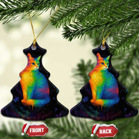 Cat Colorful Christmas Ceramic Ornament Xmas Holiday Patterns - Wonder Print Shop