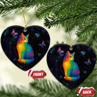 Cat Colorful Christmas Ceramic Ornament Xmas Holiday Patterns - Wonder Print Shop