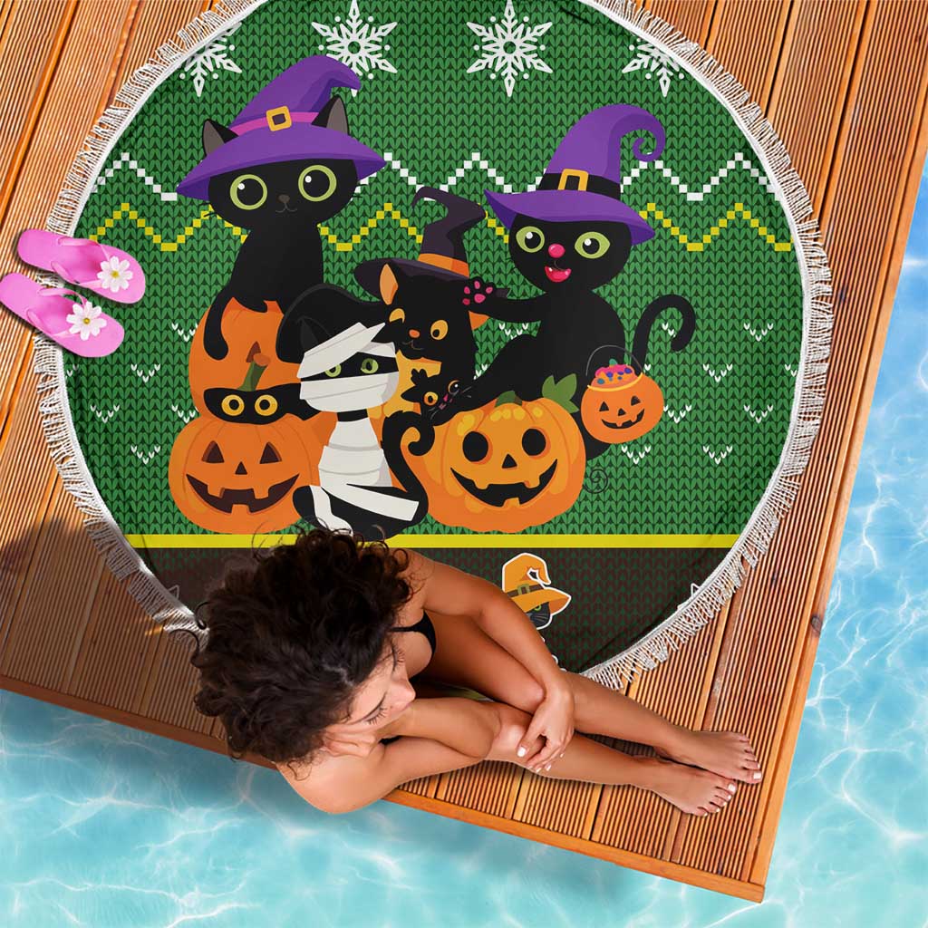 Cat Cute Witcher Noel Christmas Beach Blanket Xmas Holiday Patterns - Wonder Print Shop