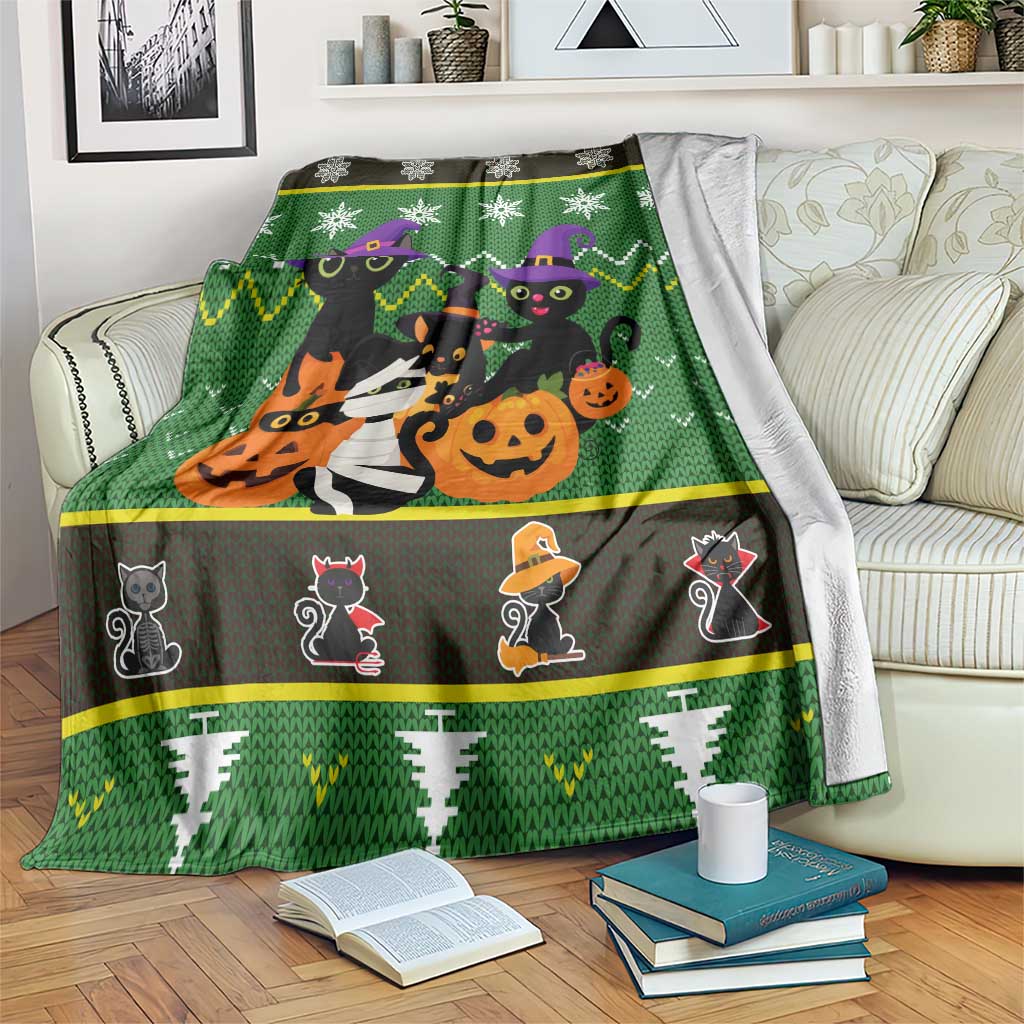 Cat Cute Witcher Noel Christmas Blanket Xmas Holiday Patterns - Wonder Print Shop