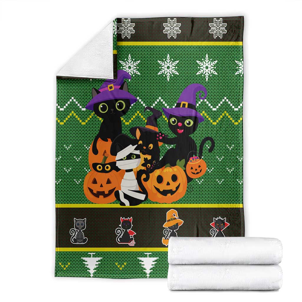 Cat Cute Witcher Noel Christmas Blanket Xmas Holiday Patterns - Wonder Print Shop