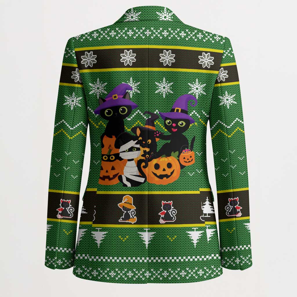Cat Cute Witcher Noel Christmas Blazer Xmas Holiday Patterns - Wonder Print Shop
