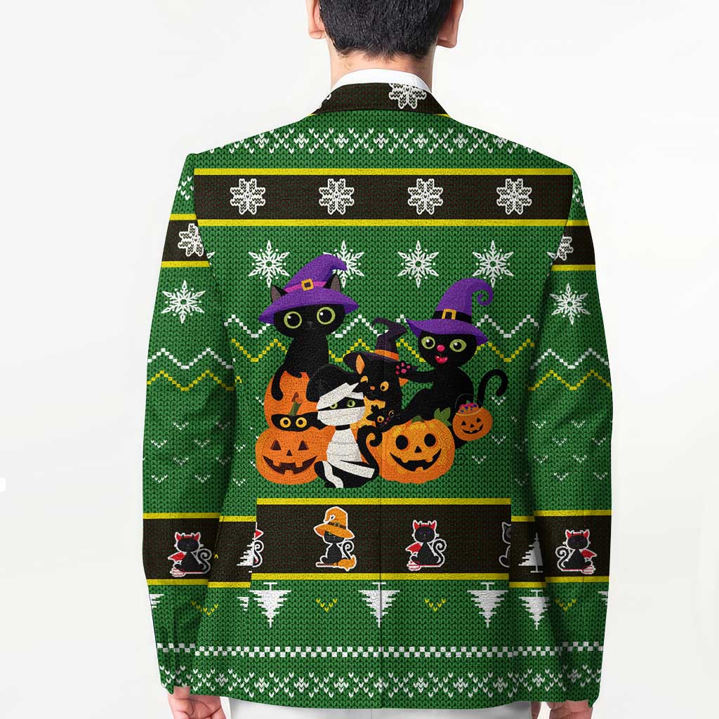 Cat Cute Witcher Noel Christmas Blazer Xmas Holiday Patterns - Wonder Print Shop