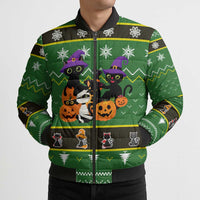 Cat Cute Witcher Noel Christmas Bomber Puffer Jacket Xmas Holiday Patterns - Wonder Print Shop