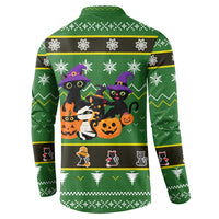 Cat Cute Witcher Noel Christmas Button Sweatshirt Xmas Holiday Patterns - Wonder Print Shop
