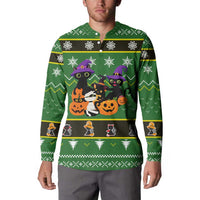 Cat Cute Witcher Noel Christmas Button Sweatshirt Xmas Holiday Patterns - Wonder Print Shop