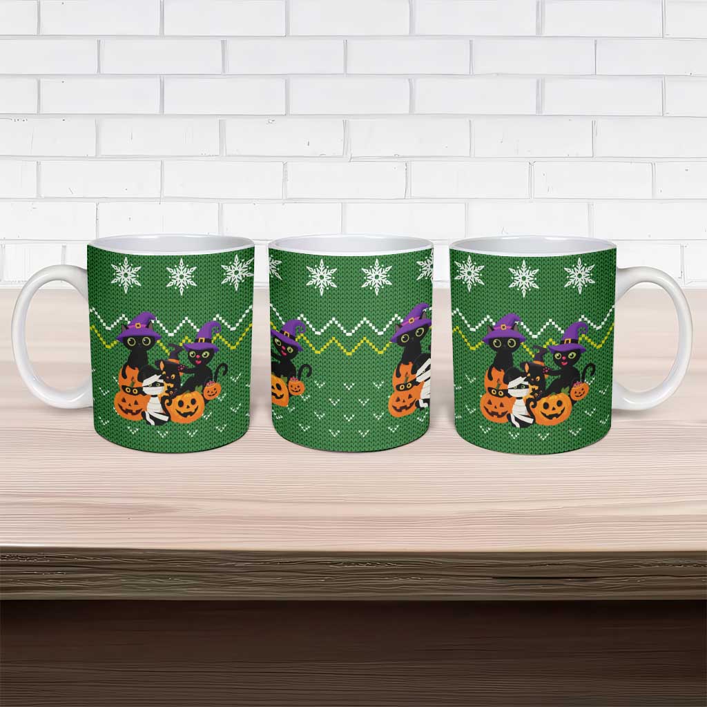 Cat Cute Witcher Noel Christmas Ceramic Mug Xmas Holiday Patterns - Wonder Print Shop