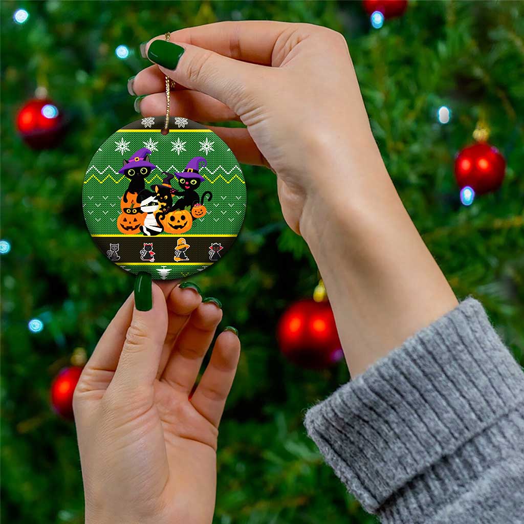 Cat Cute Witcher Noel Christmas Ceramic Ornament Xmas Holiday Patterns - Wonder Print Shop