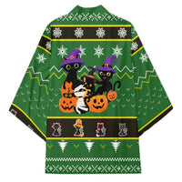 Cat Cute Witcher Noel Christmas Kimono Xmas Holiday Patterns - Wonder Print Shop