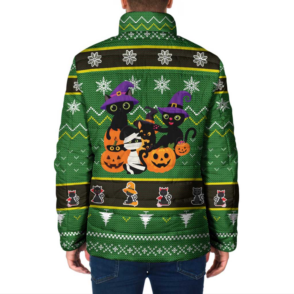 Cat Cute Witcher Noel Christmas Padded Jacket Xmas Holiday Patterns - Wonder Print Shop
