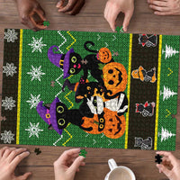 Cat Cute Witcher Noel Christmas Puzzle Xmas Holiday Patterns - Wonder Print Shop