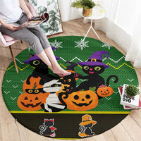 Cat Cute Witcher Noel Christmas Round Carpet Xmas Holiday Patterns - Wonder Print Shop