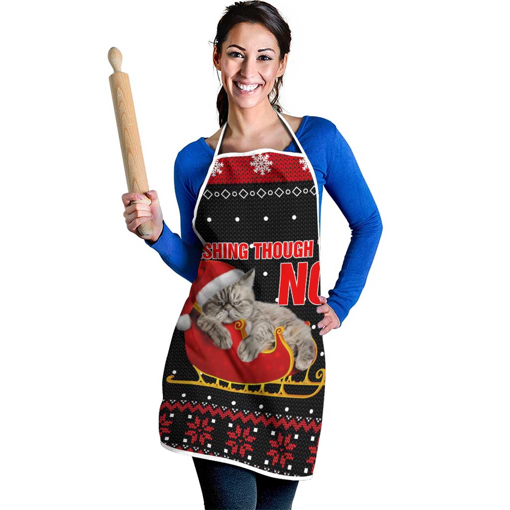 Cat Dashing Through The No Christmas Apron Xmas Holiday Patterns - Wonder Print Shop