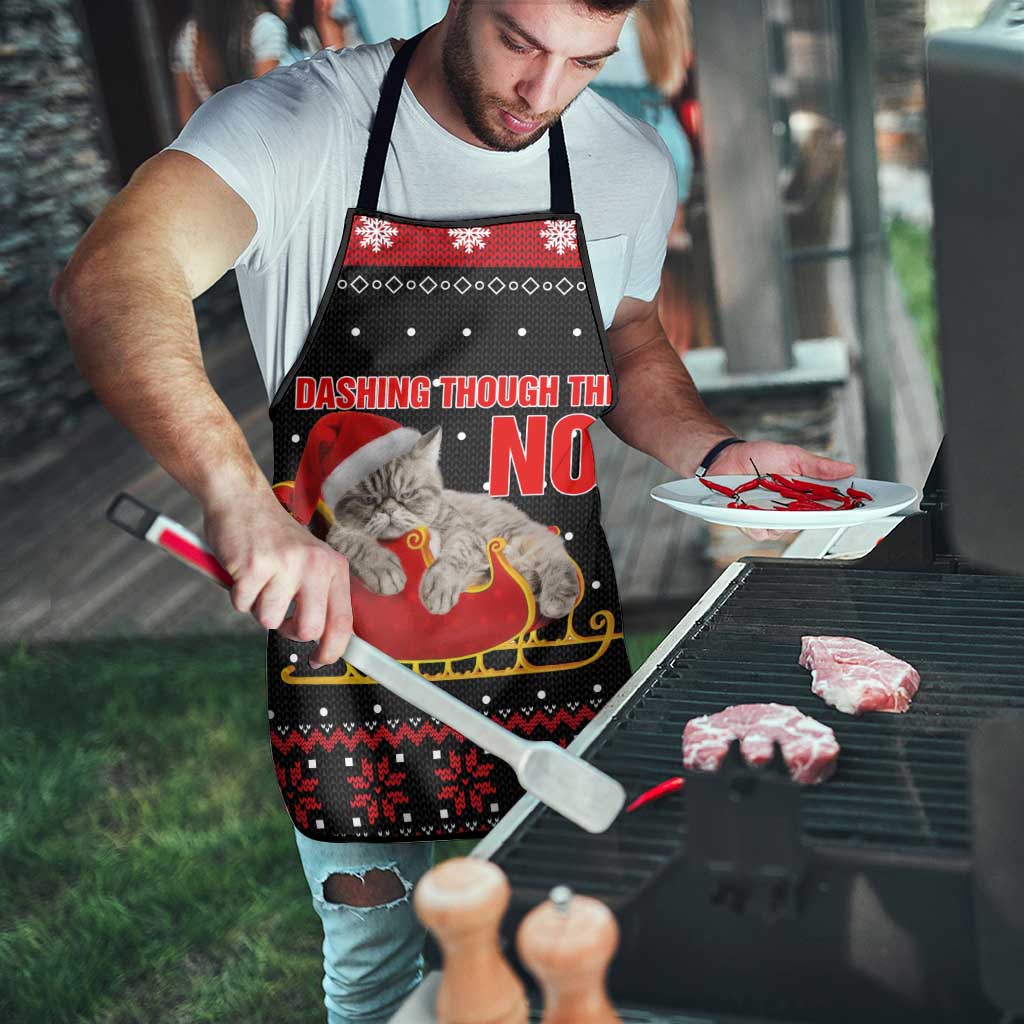 Cat Dashing Through The No Christmas Apron Xmas Holiday Patterns - Wonder Print Shop