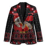Cat Dashing Through The No Christmas Blazer Xmas Holiday Patterns - Wonder Print Shop