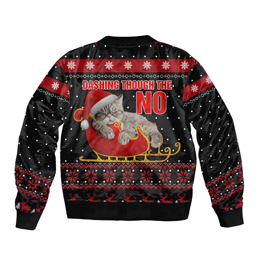 Cat Dashing Through The No Christmas Bomber Jacket Xmas Holiday Patterns - Wonder Print Shop