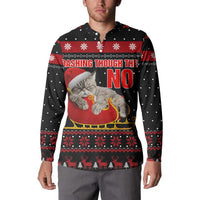Cat Dashing Through The No Christmas Button Sweatshirt Xmas Holiday Patterns - Wonder Print Shop