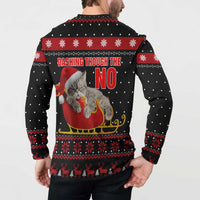 Cat Dashing Through The No Christmas Button Sweatshirt Xmas Holiday Patterns - Wonder Print Shop