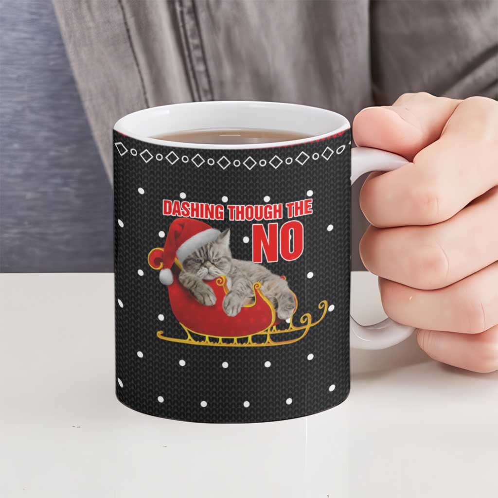 Cat Dashing Through The No Christmas Ceramic Mug Xmas Holiday Patterns - Wonder Print Shop