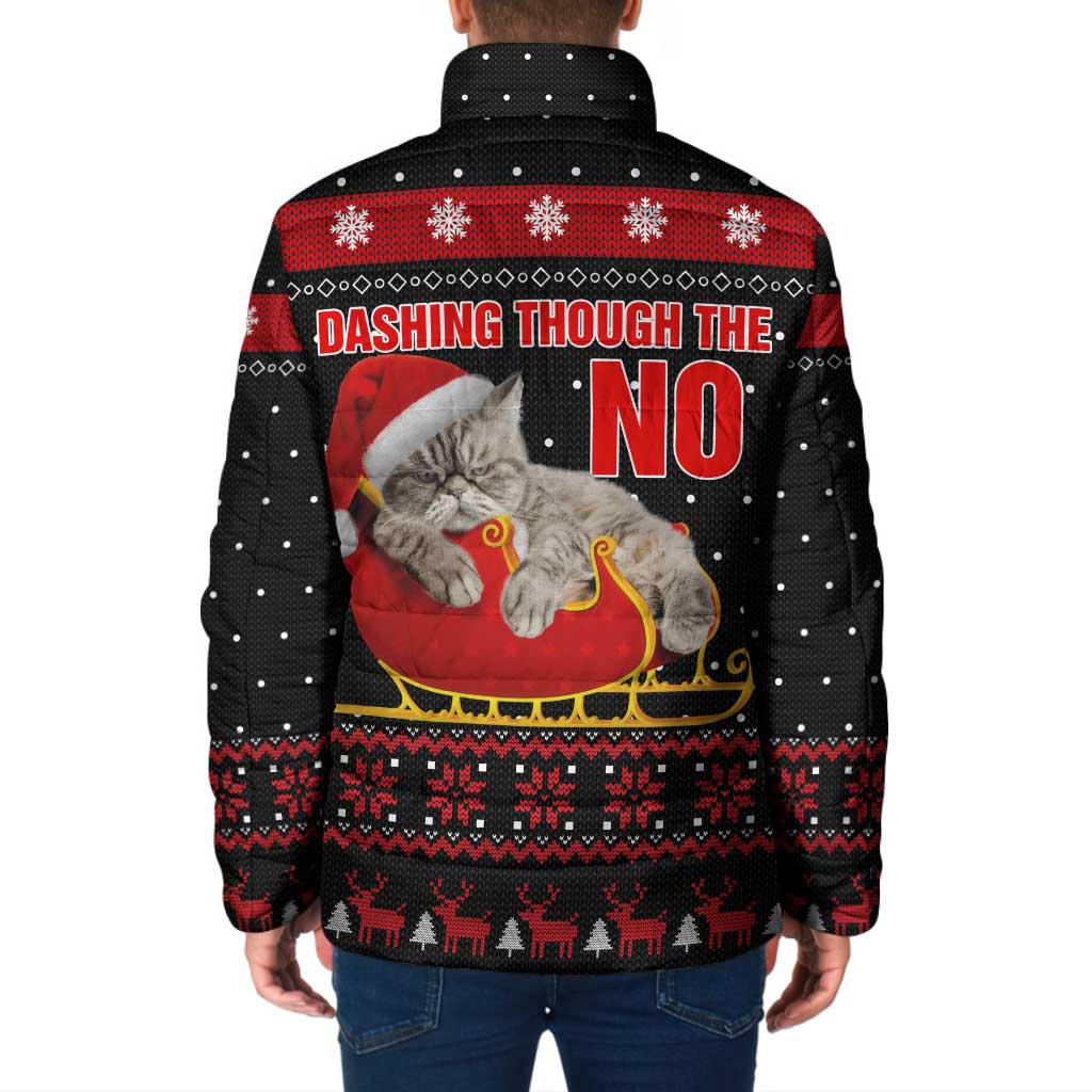 Cat Dashing Through The No Christmas Padded Jacket Xmas Holiday Patterns - Wonder Print Shop