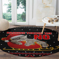 Cat Dashing Through The No Christmas Round Carpet Xmas Holiday Patterns - Wonder Print Shop