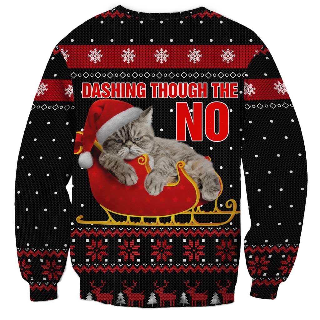 Cat Dashing Through The No Christmas Sweatshirt Xmas Holiday Patterns - Wonder Print Shop