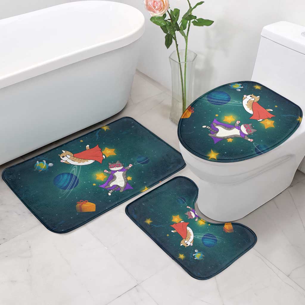 Cat Galaxy Christmas Bathroom Set Xmas Holiday Patterns - Wonder Print Shop
