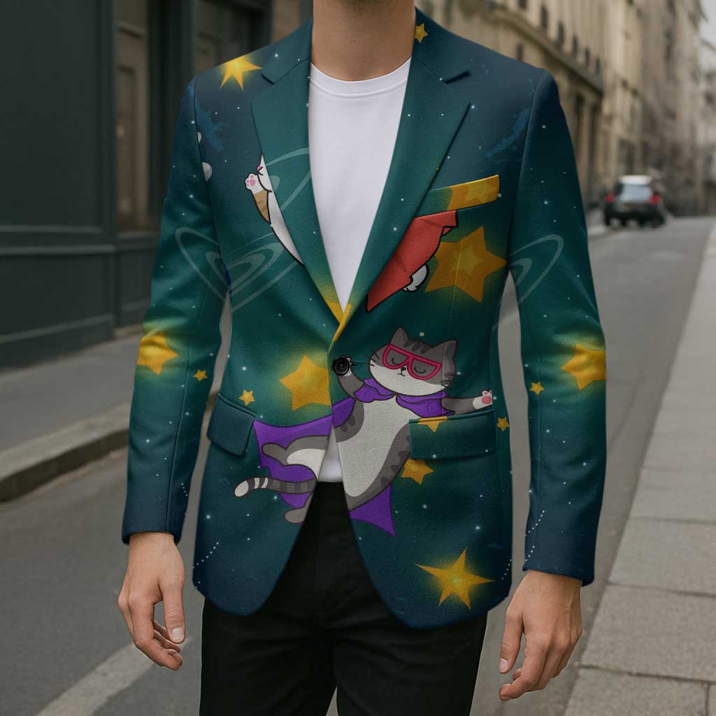 Cat Galaxy Christmas Blazer Xmas Holiday Patterns - Wonder Print Shop