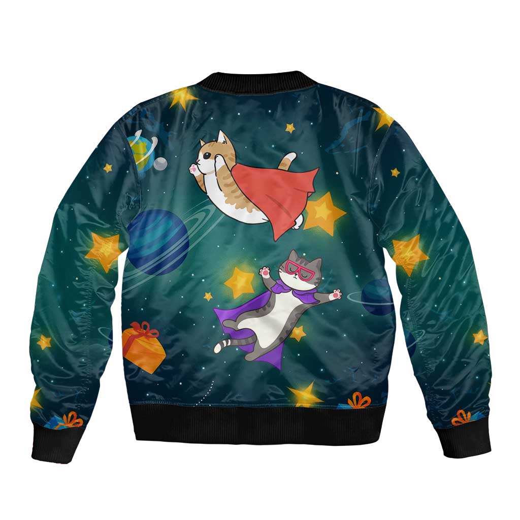 Cat Galaxy Christmas Bomber Jacket Xmas Holiday Patterns - Wonder Print Shop