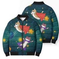 Cat Galaxy Christmas Bomber Puffer Jacket Xmas Holiday Patterns - Wonder Print Shop