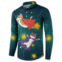 Cat Galaxy Christmas Button Sweatshirt Xmas Holiday Patterns - Wonder Print Shop