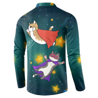 Cat Galaxy Christmas Button Sweatshirt Xmas Holiday Patterns - Wonder Print Shop